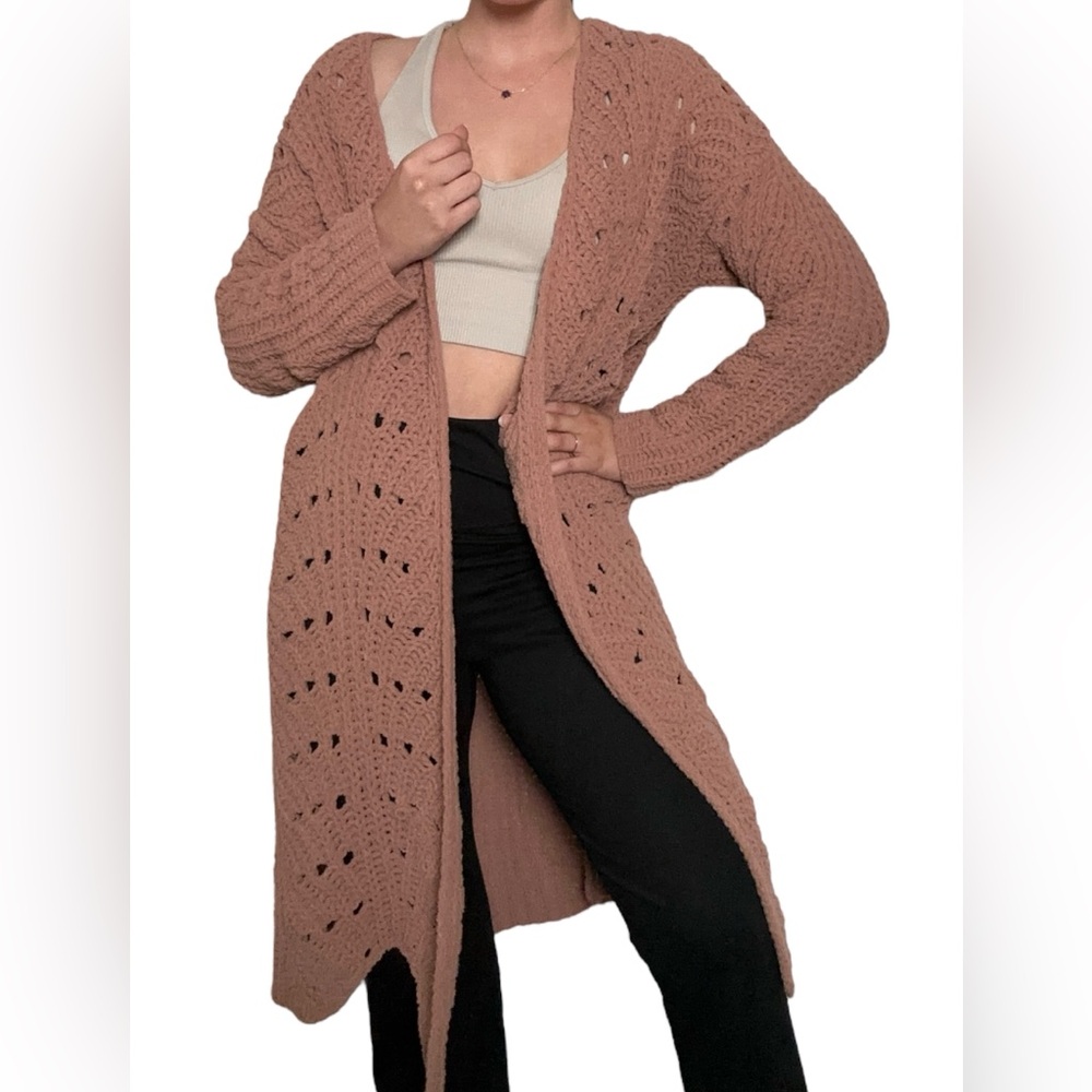 moon & madison Dusty Pink Open-Front Cardigan